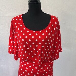 Red and White Flutter Sleeve Maxi Dress